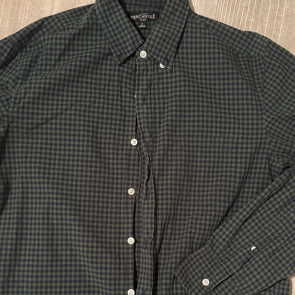 J. Crew Green and Blue Checkered Men's Shirt